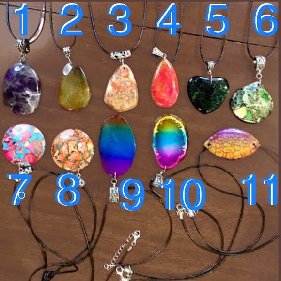 Natural Gemstones & Fossil Pendant Necklaces Hand Honed Ornate Bail BOUTIQUE - Picture 1 of 16